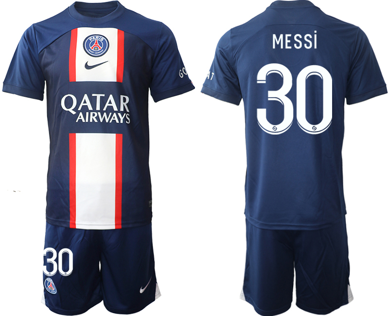 Men's Paris Saint-Germain #30 Lionel Messi 2023 Navy Home Soccer Jersey Suit